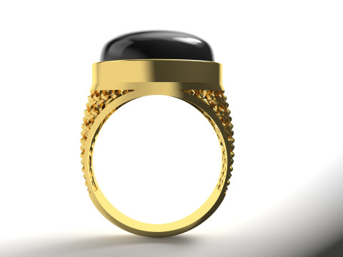Bague en pierres précieuses ovales stl 3d pour hommes, mr0015 Modèles 3D en vedette