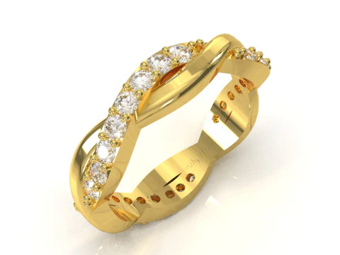 3D модель кольца Diamond Pave Twist Eternity Band stl 3dm rr0056 3D модель для печати 3D Принт Модель