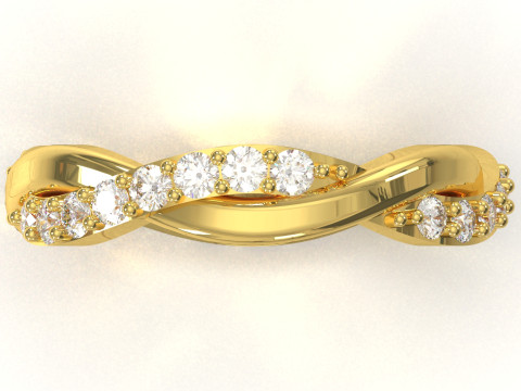 钻石密镶扭曲永恒戒指 stl 3dm 3d 戒指模型 rr0056 3D 打印模型 3D 打印模型