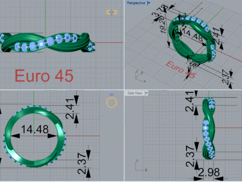 3D модель кольца Diamond Pave Twist Eternity Band stl 3dm rr0056 3D модель для печати 3D Принт Модель