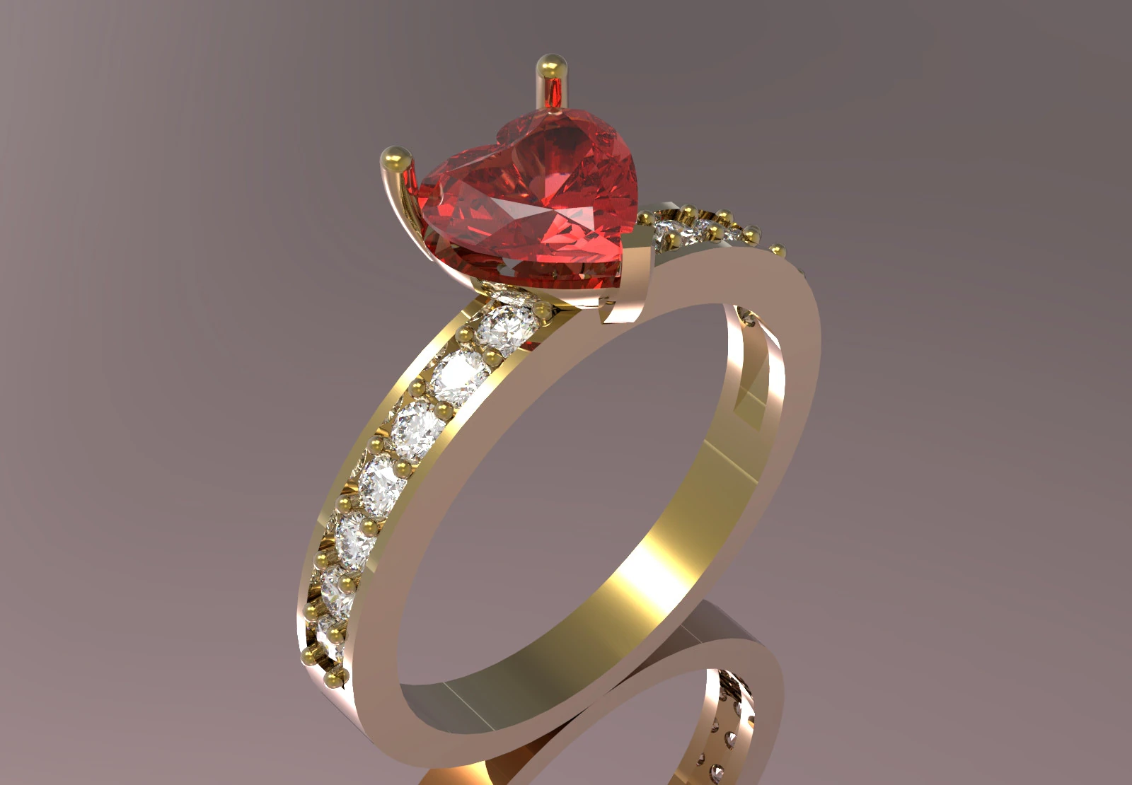 Heart Cut Solitaire with Diamond Set Shoulders sr0110 3D print model 3D Print Model .c4d .max .obj .3ds .fbx .stl .blend