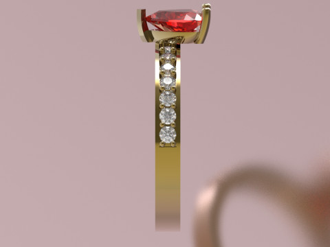 Solitär im Herzschliff mit diamantbesetzten Schultern sr0110 3D-Druckmodell 3D Druckmodell