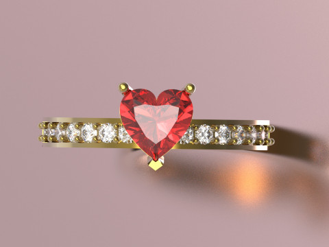 Solitär im Herzschliff mit diamantbesetzten Schultern sr0110 3D-Druckmodell 3D Druckmodell