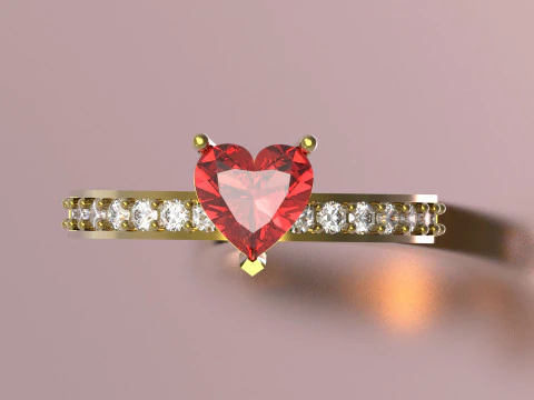 Heart Cut Solitaire with Diamond Set Shoulders sr0110 3D print model 3D Print Model