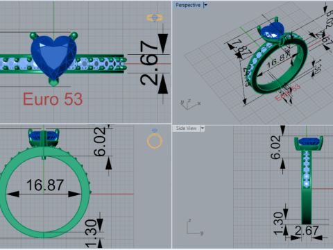 Solitär im Herzschliff mit diamantbesetzten Schultern sr0110 3D-Druckmodell 3D Druckmodell