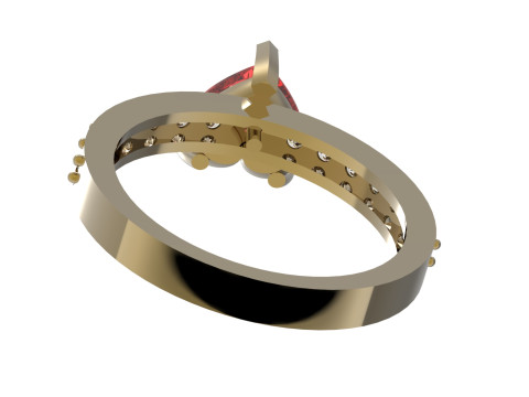 Solitär im Herzschliff mit diamantbesetzten Schultern sr0110 3D-Druckmodell 3D Druckmodell