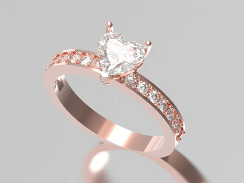 Heart Cut Solitaire with Diamond Set Shoulders sr0110 3D print model 3D Print Model