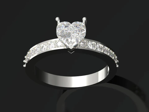 Heart Cut Solitaire with Diamond Set Shoulders sr0110 3D print model 3D Print Model