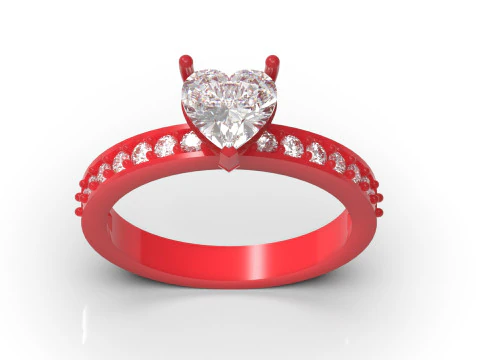 Heart Cut Solitaire with Diamond Set Shoulders sr0110 3D print model 3D Print Model