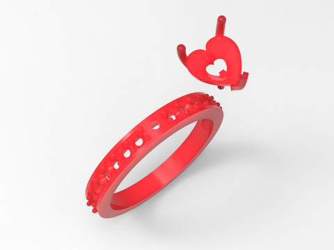 Solitär im Herzschliff mit diamantbesetzten Schultern sr0110 3D-Druckmodell 3D Druckmodell