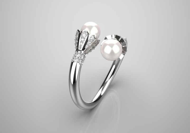 珍珠首饰STL 3D金戒指模型pr0020 3D打印模型 3D 打印模型 .c4d .max .obj .3ds .fbx .stl .blend 