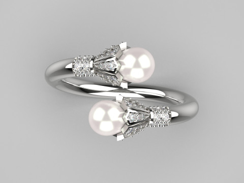 珍珠首饰STL 3D金戒指模型pr0020 3D打印模型 3D 打印模型