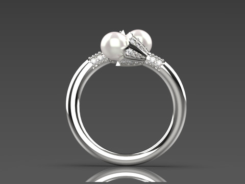 珍珠首饰STL 3D金戒指模型pr0020 3D打印模型 3D 打印模型