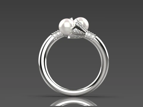 Pearl jewelry STL 3D gold ring model pr0020 3D print model 3D Print Model