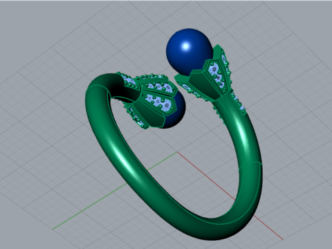 珍珠首饰STL 3D金戒指模型pr0020 3D打印模型 3D 打印模型