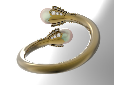 珍珠首饰STL 3D金戒指模型pr0020 3D打印模型 3D 打印模型