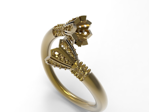 珍珠首饰STL 3D金戒指模型pr0020 3D打印模型 3D 打印模型