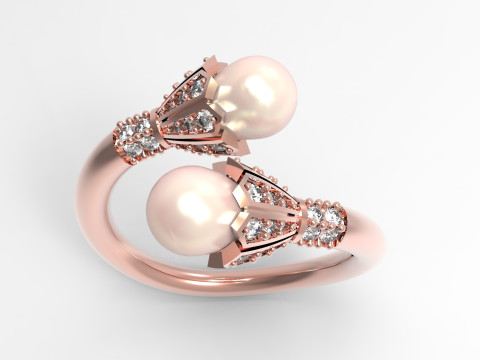 珍珠首饰STL 3D金戒指模型pr0020 3D打印模型 3D 打印模型