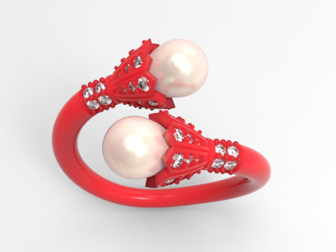 珍珠首饰STL 3D金戒指模型pr0020 3D打印模型 3D 打印模型