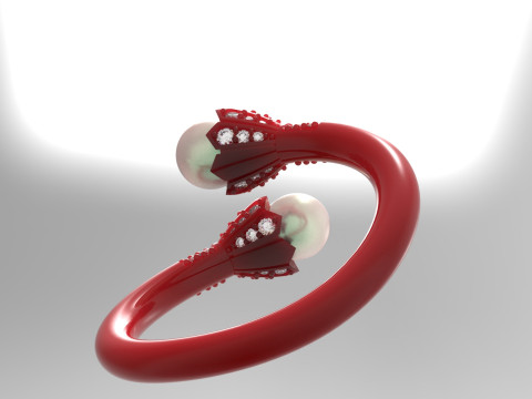 珍珠首饰STL 3D金戒指模型pr0020 3D打印模型 3D 打印模型