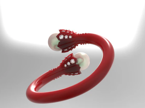 Pearl jewelry STL 3D gold ring model pr0020 3D print model 3D Print Model