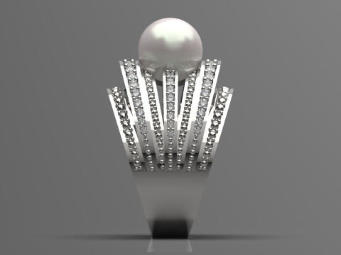 Das Floating Pearl Statement STL 3D-Ringmodell pr0030 3D-Druckmodell 3D Druckmodell