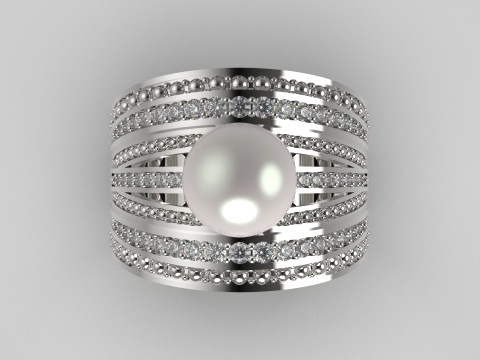 Das Floating Pearl Statement STL 3D-Ringmodell pr0030 3D-Druckmodell 3D Druckmodell