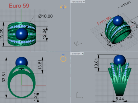 Das Floating Pearl Statement STL 3D-Ringmodell pr0030 3D-Druckmodell 3D Druckmodell