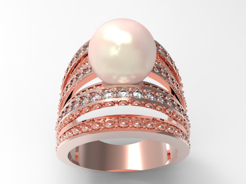 Das Floating Pearl Statement STL 3D-Ringmodell pr0030 3D-Druckmodell 3D Druckmodell