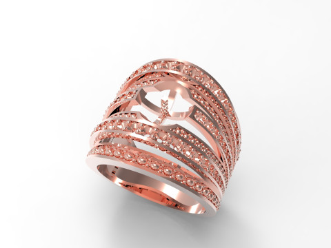 Das Floating Pearl Statement STL 3D-Ringmodell pr0030 3D-Druckmodell 3D Druckmodell