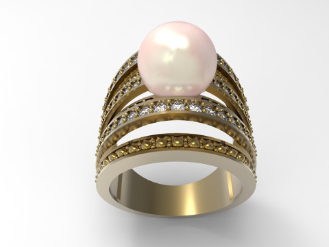 Das Floating Pearl Statement STL 3D-Ringmodell pr0030 3D-Druckmodell 3D Druckmodell