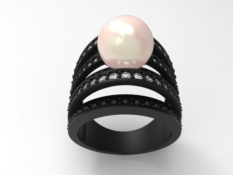 Das Floating Pearl Statement STL 3D-Ringmodell pr0030 3D-Druckmodell 3D Druckmodell