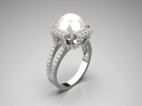 3d модель кольца Корона морской жемчужины stl pr0023 3D модель для печати 3D Принт Модель