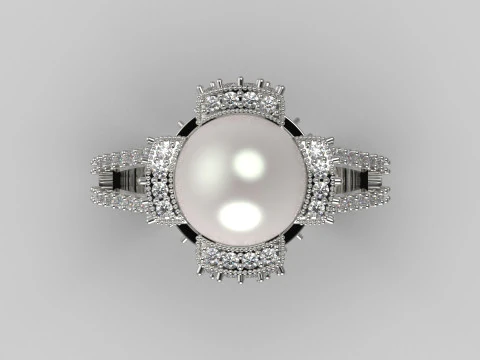 3d модель кольца Корона морской жемчужины stl pr0023 3D модель для печати 3D Принт Модель