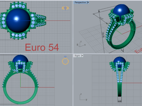 Denizin Tacı inci stl 3d yüzük modeli pr0023 3D baskı modeli 3D Baskı Modeli