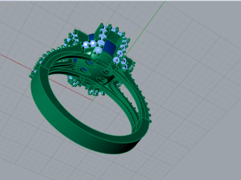 3d модель кольца Корона морской жемчужины stl pr0023 3D модель для печати 3D Принт Модель
