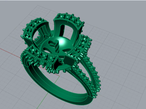 3d модель кольца Корона морской жемчужины stl pr0023 3D модель для печати 3D Принт Модель
