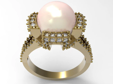 3d модель кольца Корона морской жемчужины stl pr0023 3D модель для печати 3D Принт Модель