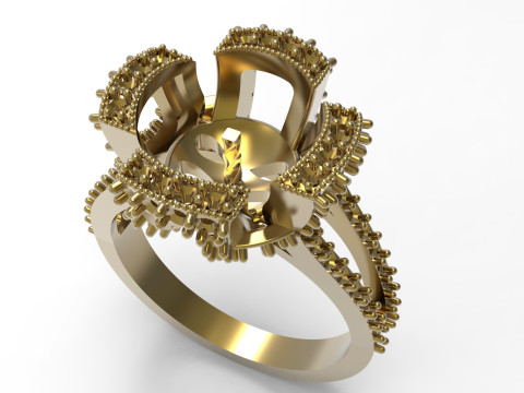 Denizin Tacı inci stl 3d yüzük modeli pr0023 3D baskı modeli 3D Baskı Modeli