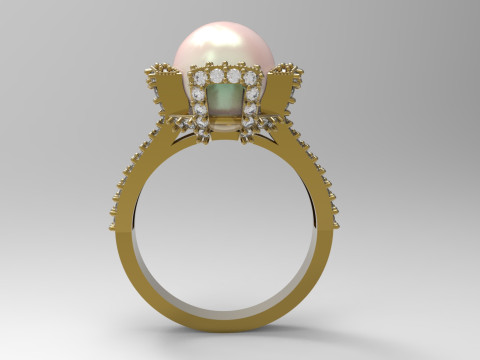 Denizin Tacı inci stl 3d yüzük modeli pr0023 3D baskı modeli 3D Baskı Modeli