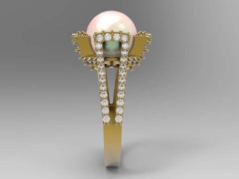 3d модель кольца Корона морской жемчужины stl pr0023 3D модель для печати 3D Принт Модель