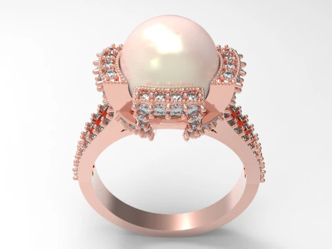 3d модель кольца Корона морской жемчужины stl pr0023 3D модель для печати 3D Принт Модель