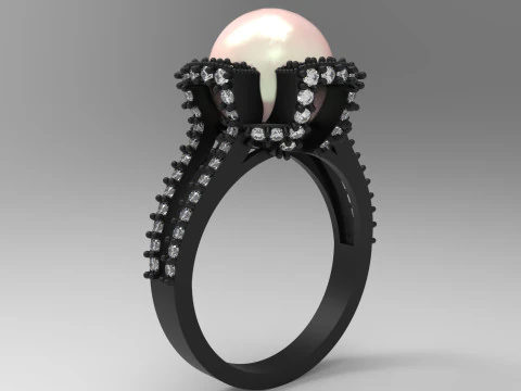 3d модель кольца Корона морской жемчужины stl pr0023 3D модель для печати 3D Принт Модель