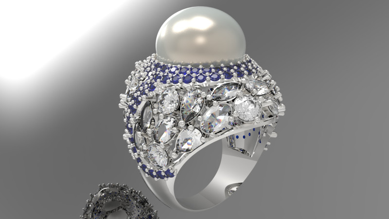 The Sapphire and Diamond Dome stl 3d Ring modelo pr0005 Modelo de impressão 3D Modelo de Impressão 3D .c4d .max .obj .3ds .fbx .stl .blend