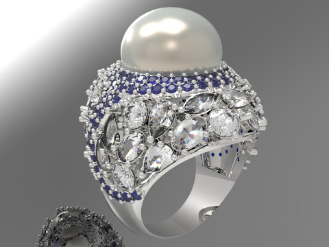The Sapphire and Diamond Dome stl 3d Ring modelo pr0005 Modelo de impressão 3D Modelo de Impressão 3D