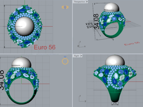 The Sapphire and Diamond Dome stl 3d Ring modelo pr0005 Modelo de impressão 3D Modelo de Impressão 3D