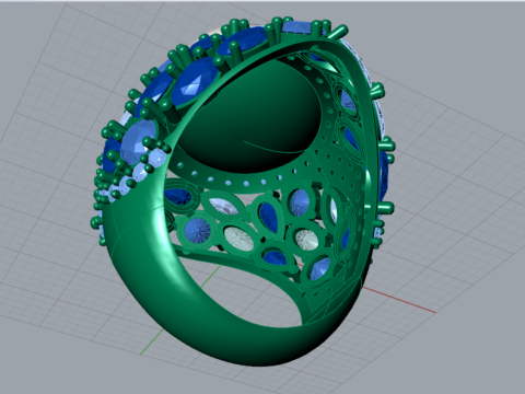 The Sapphire and Diamond Dome stl 3d Ring modelo pr0005 Modelo de impressão 3D Modelo de Impressão 3D
