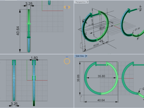영원한 스파클링 후프 STL 3D 쥬얼리 귀걸이 모델 je0160 3D 프린트 모델