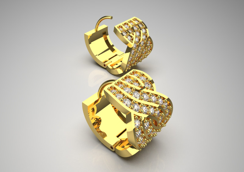 Sparkling Woven Hoop STL 3D jewelry earring model je0055 3D Print Model .c4d .max .obj .3ds .fbx .stl .blend 