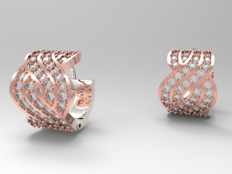 Sparkling Woven Hoop STL 3D jewelry earring model je0055 3D Print Model